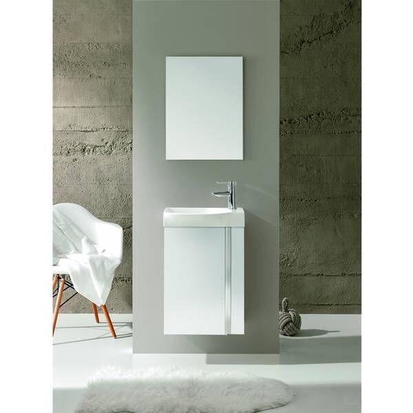 Комплект меблів Royo Elegance 122910 дзеркало 45 см + тумба з раковиною підвісна 45 см білий 283644 фото