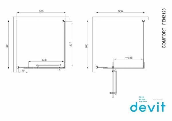 Душова кабіна Devit Comfort FEN2123 90х90 см профіль хром/прозоре скло 280245 фото