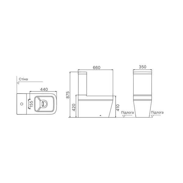 Унітаз-компакт Devit Optima 3110140 безобідковий з кришкою Soft-Close 532550 фото