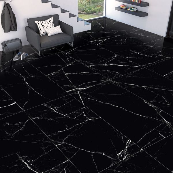 Плитка керамогранітна Marquina Nero POL 600x1200 Raviraj MARQUINA NERO (HIGH GLOSS) фото