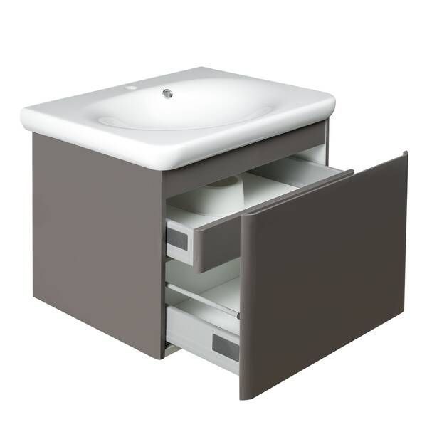 Тумба з раковиною Devit Fly new 0020120G підвісна 60 см сірий 421878 фото