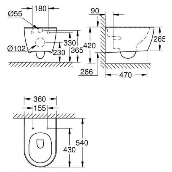 Унітаз підвісний Grohe Essence 3957100H безобідковий 440049 фото